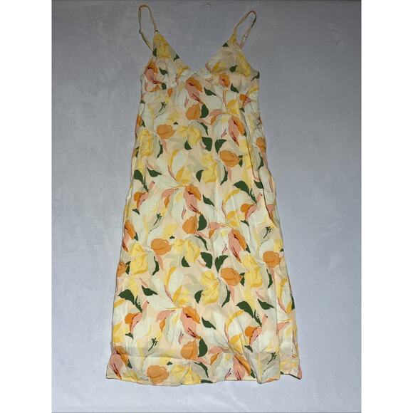 Rhythm Midi Dress Medium Yellow Floral V Neck Strappy Empire Babydoll Sundress - Picture 1 of 10
